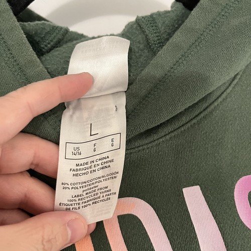 Adidas Green Logo Graphic Long Sleeve Pullover Hoodie Youth Kids Size 14/16 L - Picture 6 of 10