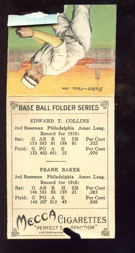 1911 T201 Mekka Doppelordner Basiskarte HOFERS Eddie Collins & Home Run Baker - Bild 2 von 2
