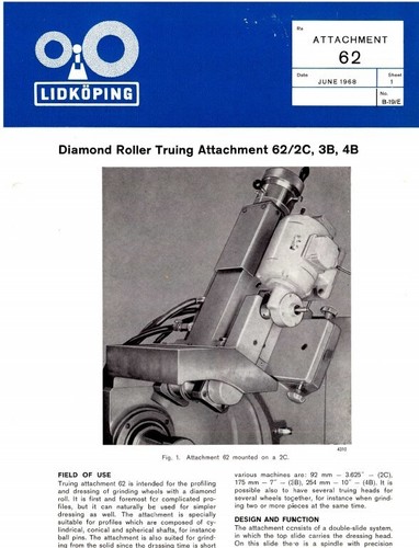 Aufsatz Nr. 62 für Lidkoping 2C 3B 4B spitzenlose Diamantwalze Prospekt - Bild 2 von 2