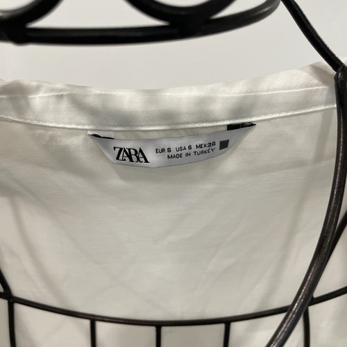 Zara V Neck Winter White Sheer Cropped Blouse Shirt Small - Picture 3 of 6