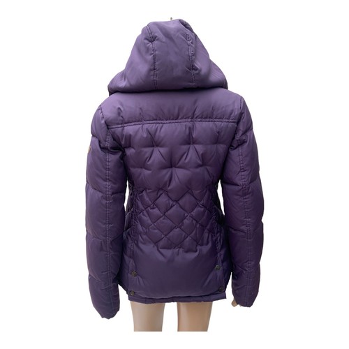 Womens Original Puffa Quilted Purple Coat Duck Down Warm Hooded Sz 8 /10 - Picture 6 of 12