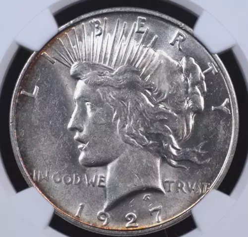 1927 D PEACE DOLLAR NGC VERY CHOICE ABOUT UNCIRCULATED 58 GLASSY SILVER LUSTER