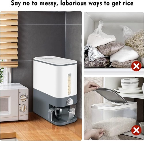 10-12KG Large Kitchen Rice Dispenser Container Cereal Box Dry Food Grain Cereal - Picture 3 of 12