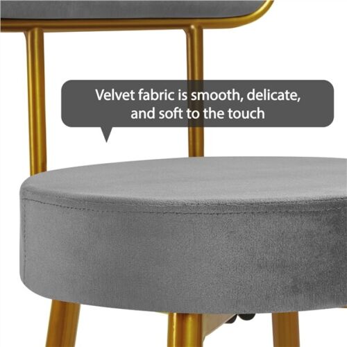 Bar Height Stools Velvet Bar Stools with Backrest & Gold Legs Set of 2 Dark Gray - Picture 4 of 8