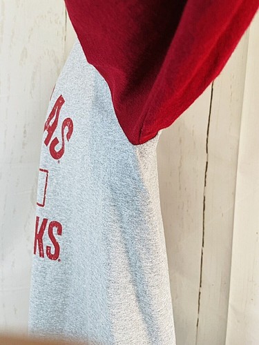 Arkansas University Razorbacks Red Grey Graphic T Shirt Size Lg Long Sleeve 1254 - Picture 5 of 8