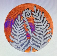 Fern Coaster Raku Pottery, handmade, handsigned - NEW