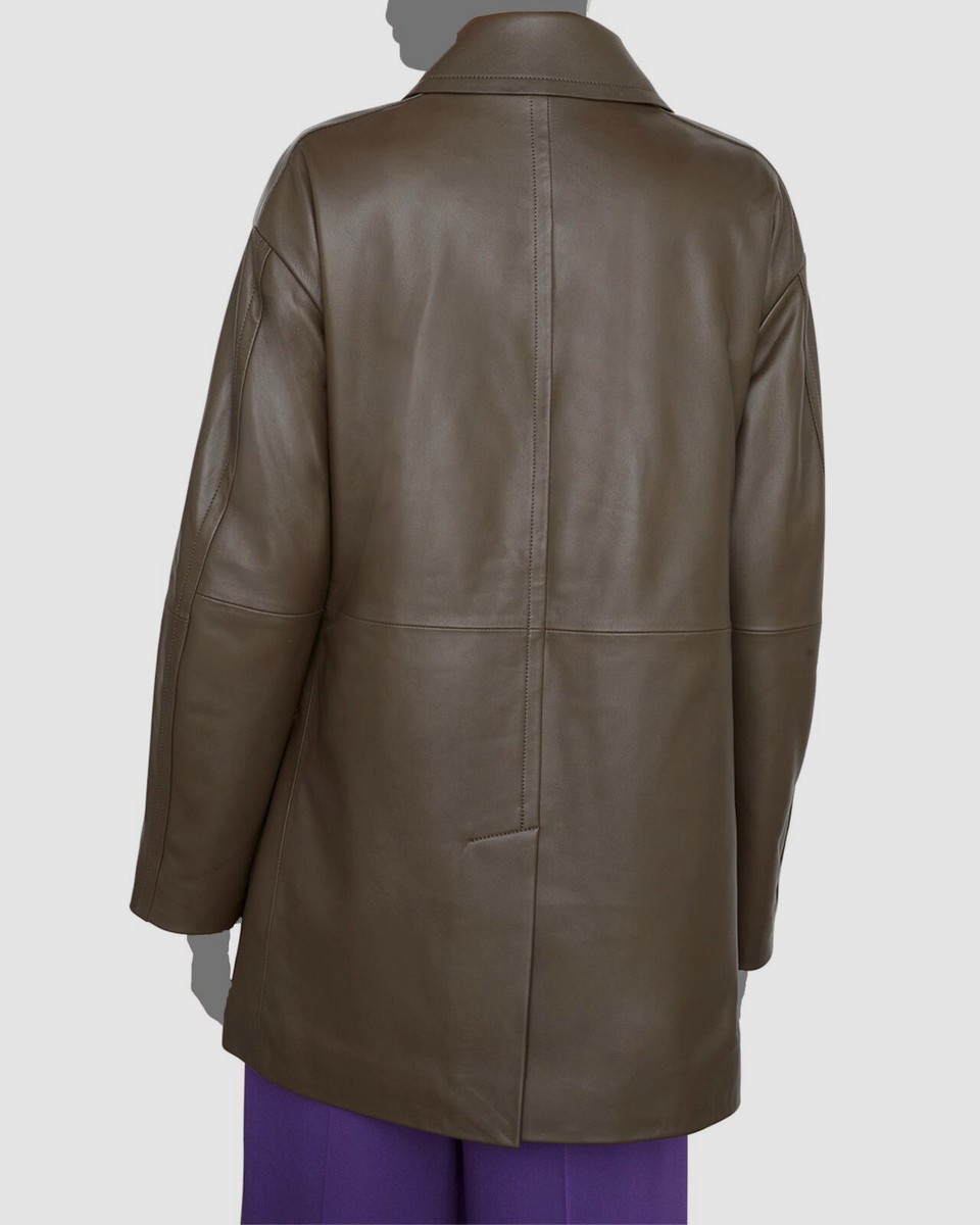 $1495 Vince Women's Brown Leather Dropped Shoulder Utility