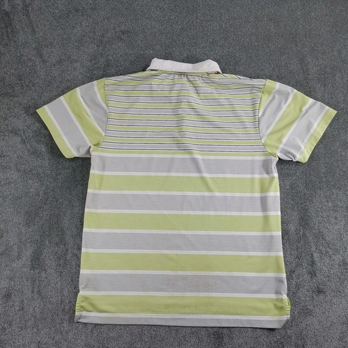 Dunlop Shirt Mens Large Measured Green Grey Striped Tennis Polo - Picture 2 of 11