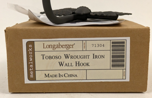 NEW Longaberger Toboso Wrought Iron Single Wall Hook Oak Leaf + Pine 71304 Black - Picture 3 of 3