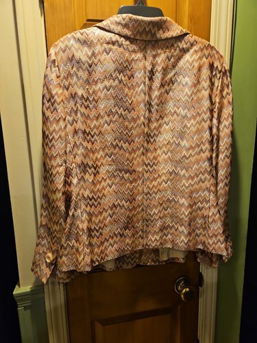 Dana Buchman Women Earth Color Pattern Lined Jacket Size 16 - Picture 5 of 8