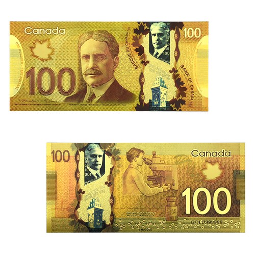 Billete de banco Robert Laird Borden Canadá 100CAD lámina de oro con certificado de autenticidad funda para tarjetas regalo - Imagen 2 de 6
