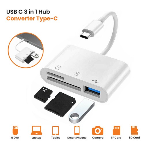 USB C Type-C to SD Memory Card Reader USB OTG Adapter Memory Card Reader 3 in 1