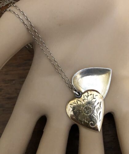 Collar de medallón de corazón firmado en esterlina Find 1/20 12 k - Imagen 3 de 12