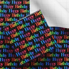 Happy Birthday Wrapping Paper for Kids Girls Boys Women Men, Gradient Colour Gif