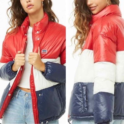 Red white and blue bubble coat Clearance