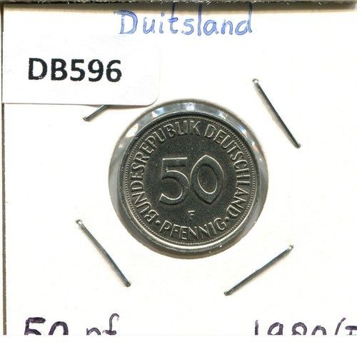 50 PFENNIG 1980 F WEST & UNIFIED DEUTSCHLAND GERMANY Münze #DB596.D - Bild 1 von 6