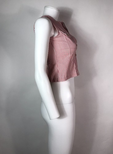 Top vintage Gianni Versace giovane a righe rosse Medusa con bottoni e cerniera XS - Foto 4 di 10