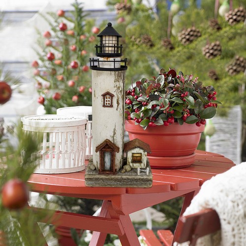 Wooden Nautical Lighthouse with Light, Ocean Sea Beach Themed Lighthouse Decor - Picture 9 of 10