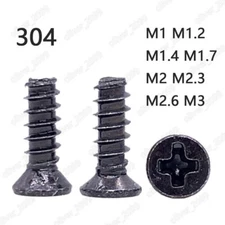 Black Stainless Steel Phillips Countersunk Self Tapping Screws Flat Point Tail