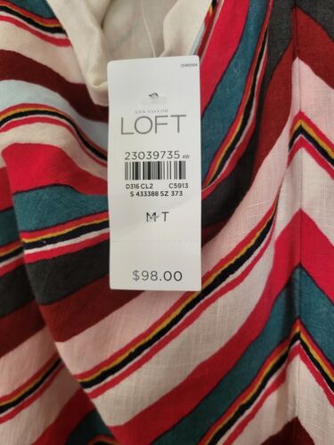 Loft Maxi Dress Diagonal Stripe Halter Linen Blend Size Medium Tall - Picture 7 of 8