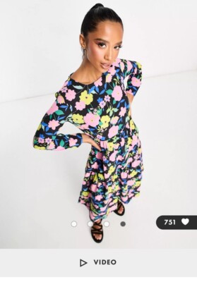 chinese dress ladies ASOS DESIGN asymmetric floral print long sleeve dress  ASOS Sample Sale