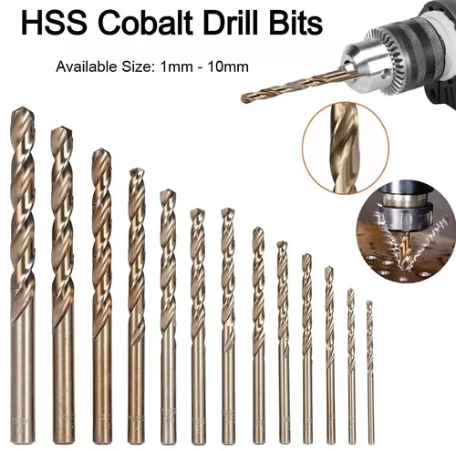 HSS Jobber Drill Bits Gold Cobalt 1mm-10mm Ideal for Stainless & Hard Steel