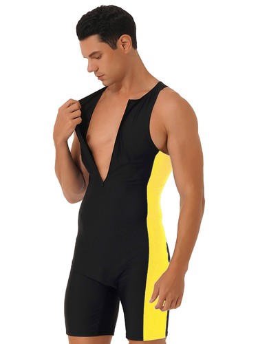 Herren Schwimmanzug Badeanzug Einteiler Ärmellos RushGuard Kurz Overall Bademode - Bild 16 von 51
