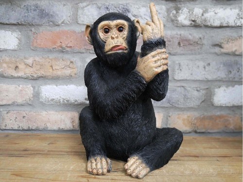 Rude Monkey Ornament Up Yours Cheeky Chimp Figure Statue Middle Finger Funny - Picture 7 of 18