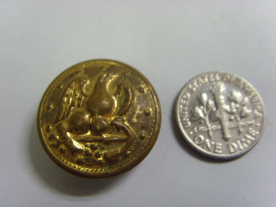 1800s antique Federal navy left wing eagle anchor tin back uniform button 49744 - Image 3 of 4