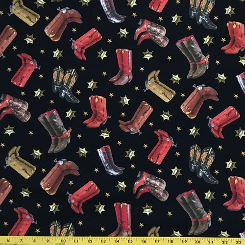 Wild West - Botas de Vaquero Bota Estrella Badage Tela de Algodón de Shamash & Sons - Imagen 2 de 3