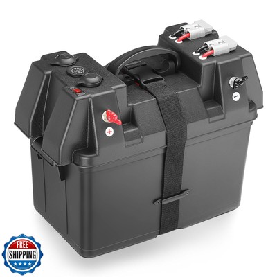 GEARMEISTER Smart Battery Box, 12V Marine Case w/ 50AMP Connectors, Multi Por