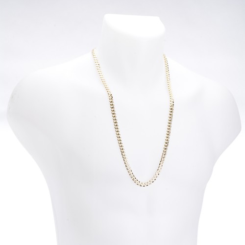 Men's Solid Gold Plated 8 mm / 30" Cut Concave Cuban Link Chain Necklace - Picture 3 of 3