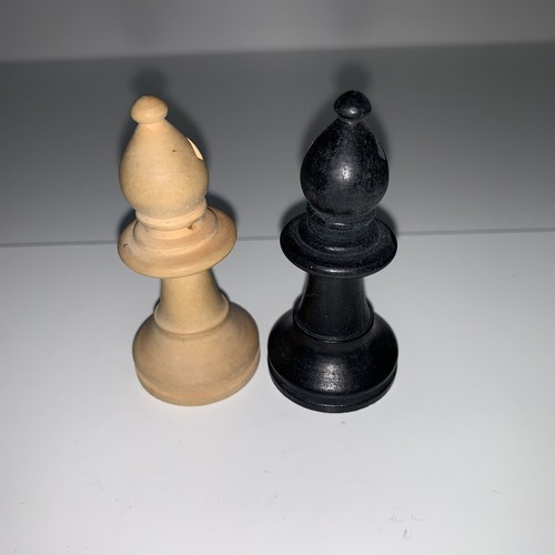 "Piezas de repuesto vintage de ajedrez Bishop negro marrón tallada madera francesa de 2,25""" - Imagen 3 de 5