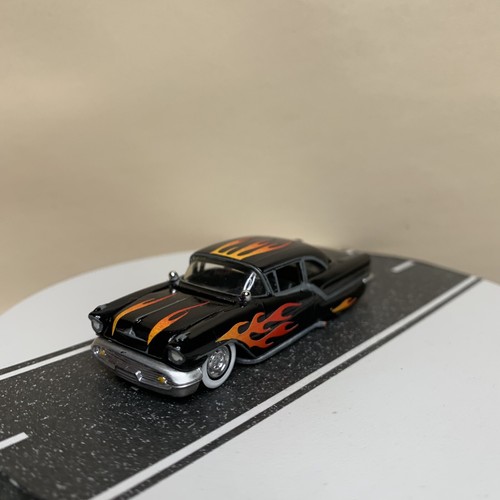 CUSTOM Hot Wheels 100% 1957 Oldsmobile Olds 88 Black w/Flames/Exhaust/White Wall - Picture 12 of 15