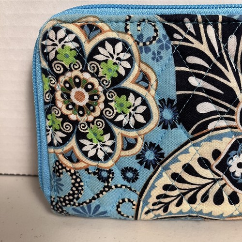 Vera Bradley Bali Blue Zip Around Wallet Organizer Floral 100% Cotton 8" x 5" - Picture 12 of 19
