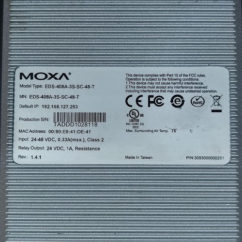 EDS-408A-3S-SC-48-T MOXA MANAGED ETHERNET SWITCH - Picture 7 of 7