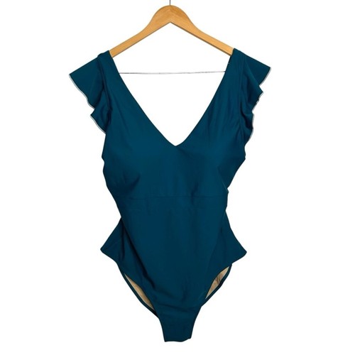 Summersalt The Ruffle Backflip One-Piece Swimsuit in Sea Urchin Blue Green Sz 20 - Picture 9 of 12