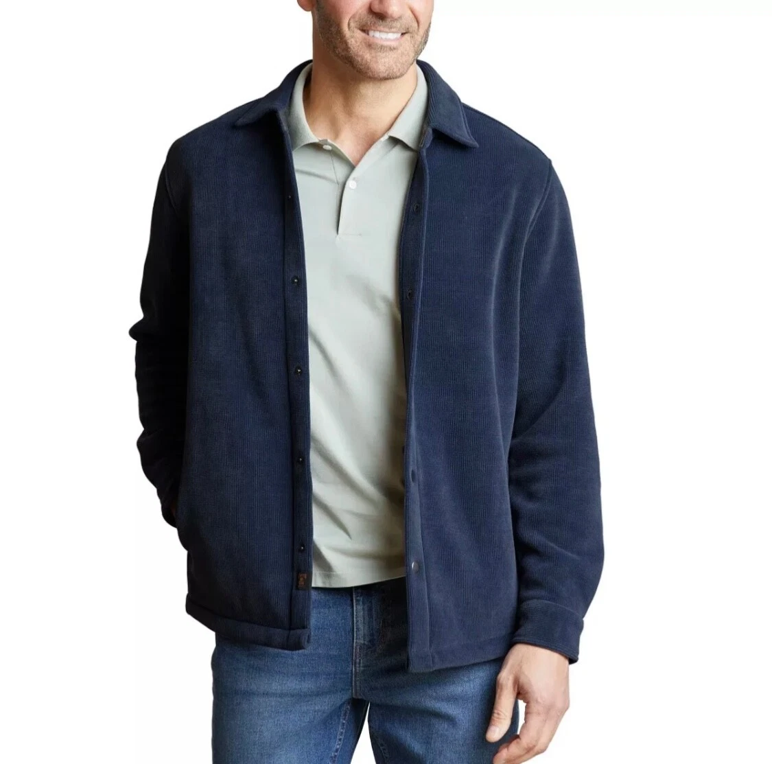 Copper & Oak Men's Shirt Jacket Stretch Fabric Side Pockets image 1