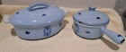 Dru Holland cast iron Dutch Oven "24" and Pot with Handle "16" blue tulip design