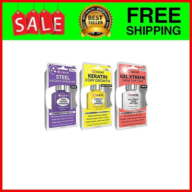 Nail-Aid Hardener Keratin Growth GEL Top Coat Clear Set for sale online
