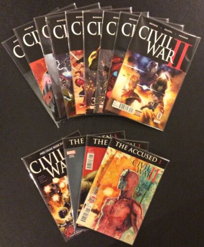 CIVIL WAR II #1 - 8 bandes dessinées ENSEMBLE DE BASE COMPLÈTE 1ers tirages comme neuf affiche promotionnelle FCBD - Photo 1/5