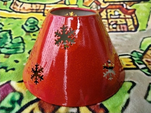 Holiday Time T-Light Lantern Red Snowman Christmas Snowflakes Lamp - GOOD SHAPE! - Picture 7 of 17