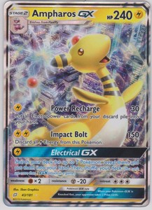 Details About Pokemon Tcg Sm Team Up 43181 Ampharos Gx Holographic Rare Card