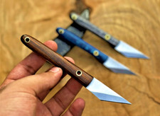 Kiridashi Style Scalpel knife, 12c27 steel, leather sheath EDC 6", handle colors