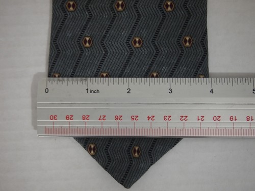 Nautica Mens Necktie Tie Grey Geometric Striped 58" 100% Silk - Picture 4 of 4