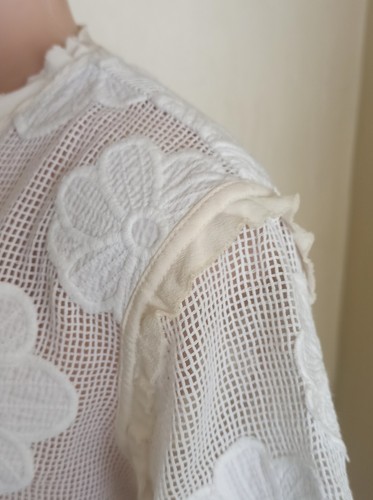 Sandro Paris Damen Elfenbein Blumen Patch Mesh Crop Top Größe 1/Small/UK 8 - Bild 3 von 12