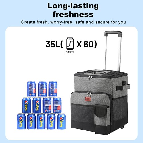 60Cans Soft Cooler with Wheels Insulated Collapsible Leakproof Cooler for Beach - 第 5/19 張圖片