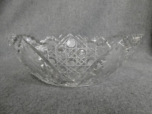 Antique Cut Crystal Glass Flower Period Fruit Bowl American Brilliant Period - Picture 2 of 10