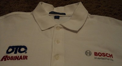 Men's ~ OTC Robinair Bosch ~ Invented for Life ~ Polo Shirt White Size Large