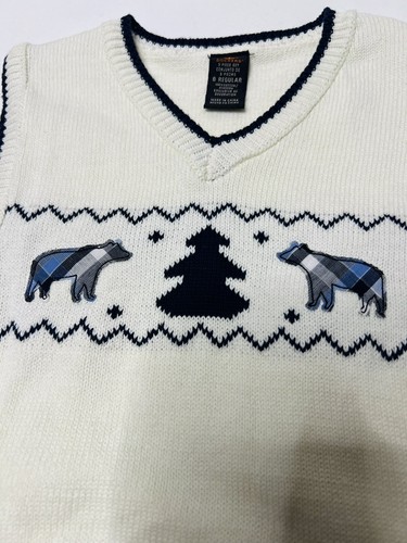 Children's Sweater Vest Boys Size 6 Sleeveless Cute Pullover Bears 100% Cotton - Picture 8 of 14